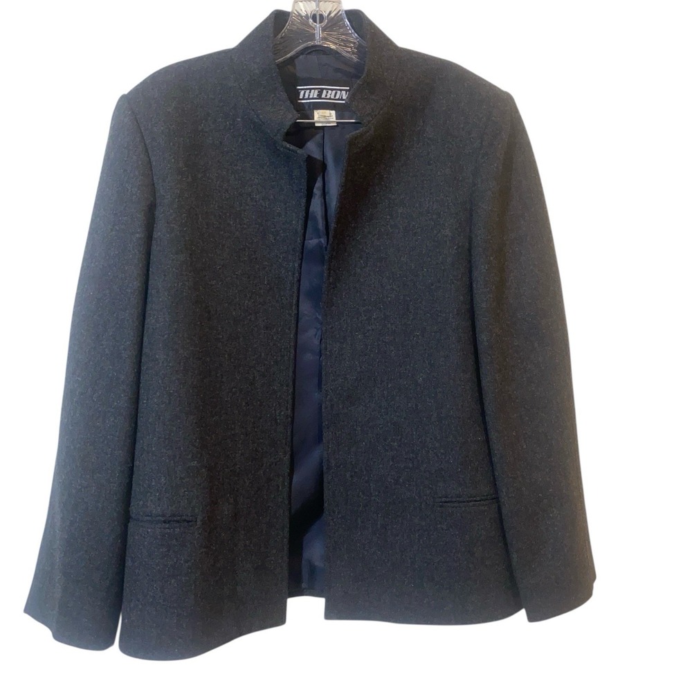 90s Style The Bon Wool‎ Blend Open Front Jacket Womens Size 18 Gray Minimalist